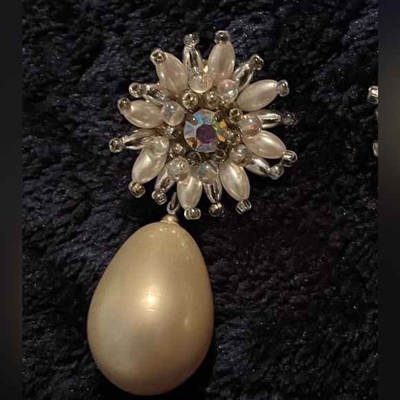 🔥Beautiful Vintage Colleen Toland Large Pearl Drop Bead & Studded Earrings - Picture 4 of 7